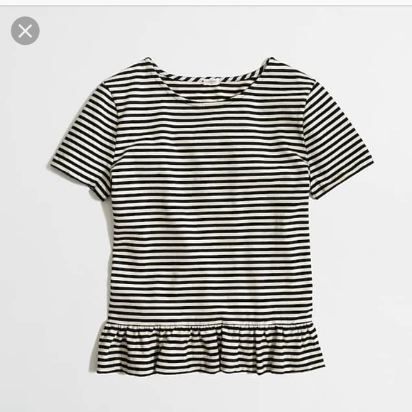 J. Crew Tops - J. Crew striped black white peplum tee top large